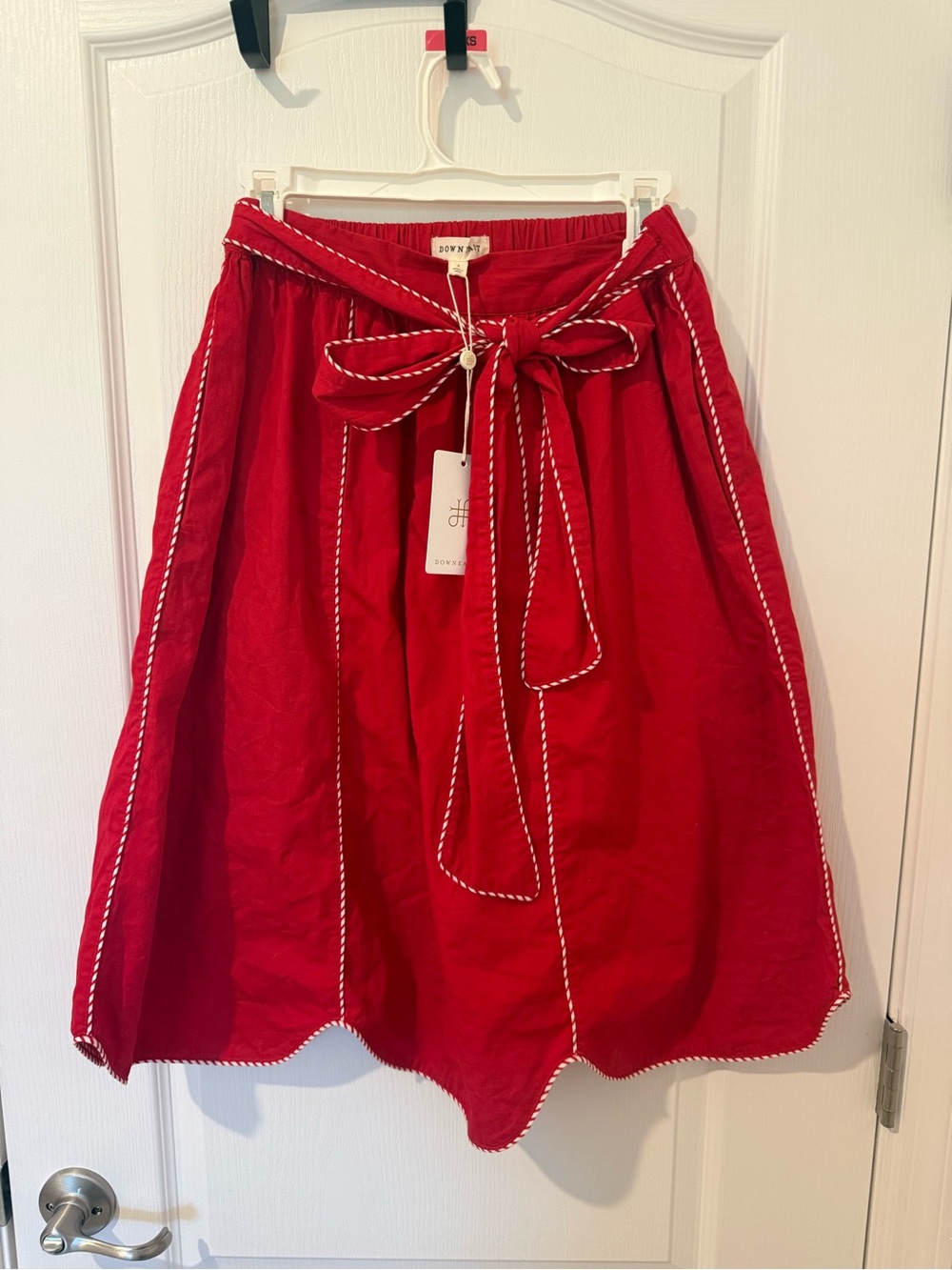 DownEast Red Tie-Waist Circle Skirt